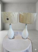 A pair of premium contemporary white glass table lamps from the luxury British designer Heathfield &