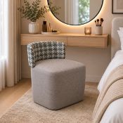 Nikki Custom Scottish Wool Chair. High-end vanity chair wrapping a lower tub seat in Lizzo