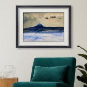 Exclusive Framed Gallery Art - Crashing Sea. Panoramic fine art print highlighting cobalt and indigo