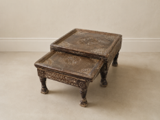 A rare and ingenious 19th/early 20th-century hand-carved hardwood low stool (piri) from the Swat