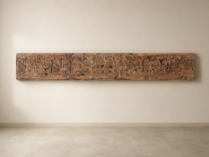 An authentic 18th/19th-century antique hand-carved teak or hardwood architectural panel fragment