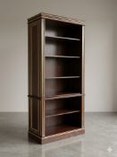 An exceptional, grand-scale contemporary mahogany open fronted library bookcase from the luxury