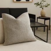 A pair Luxury Perennials - Raffia Sand Cushion (100% Feather Filled). Carefree coastal luxury