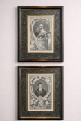 Set of 2 framed prints. 1) John Russell, 1st Earl of Bedford by Jacobus Houbraken. 2) Robert Bertie,