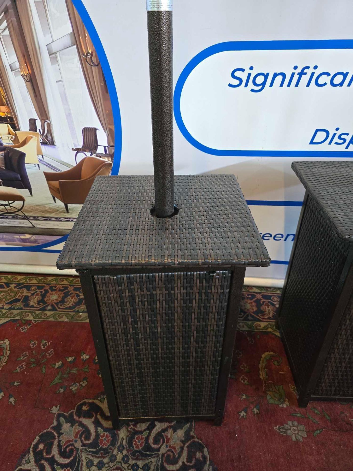 A pair of contemporary gas patio heaters, designed with decorative all-weather synthetic wicker - Image 3 of 4