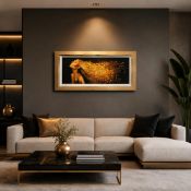 Exclusive Framed Gallery Art - Golden Hair Lady. A captivating panoramic profile print showing a