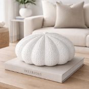 Ceramic Sea Urchin Art Object. Whimsical hand-cast white ceramic centerpiece sculpture that