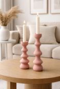 Stone Rose Candlesticks – Set of 2. A beautiful set of holders hand-carved from solid stone and
