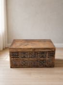 A 19th-century hand-carved hardwood box / low chest from the Swat Valley region of northern