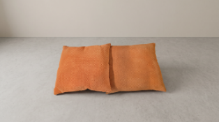 A selection of 8 contemporary square scatter cushions. Each cushion features a vibrant, textured