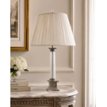 A French Empire Style Corinthian Column Glass and Nickel Table Lamp An elegant table lamp designed