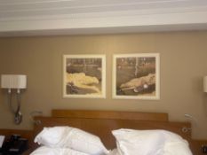 A pair of Japanese Edo Rimpa School Style Print of Mandarin Ducks, A high-quality square