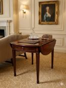 A Pair of George III Style Inlaid Mahogany Pembroke Side Tables Each table features a rectangular
