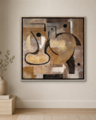 A Contemporary Neo-Cubist Abstract Graphic Art Print A large, square contemporary decorative