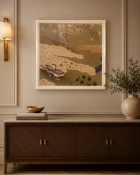 A Japanese Edo Rimpa School Style Print of Mandarin Ducks, A high-quality square decorative colour