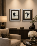 A Pair of Contemporary Art Deco Style Black Panther Prints, After Paul Jouve A pair of striking