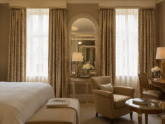 A Luxury Window Drapery Suite Comprising Silk Interlined Curtains and Coordinating Show Drapes A