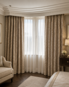 4 x Pairs Luxury Window Drapery Suite Comprising Silk Interlined Curtains and Coordinating Show