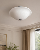 A Contemporary Alabaster Glass Flush-Mount Ceiling Plafonnier A minimalist dome ceiling light