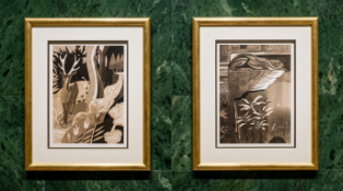A Pair of Fine Art Prints, After Norbertine von Bresslern-Roth A pair of striking, large rectangular
