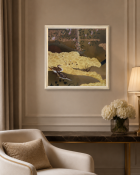 A Japanese Edo Rimpa School Style Print of Mandarin Ducks, A high-quality square decorative colour