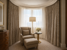 Three Pairs of Luxury Silk and Tailored Custom Drapes. This comprehensive decorative lot comprises
