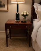 A Pair of George III Style Mahogany and Satinwood Inlaid Bedside Tables by Francesco Molon, Italy