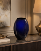 A Premium Contemporary Asiatides Midnight Blue Glazed Ceramic Minimalist Floor Vase An