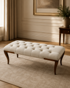 A Louis XV Style Button-Tufted End-of-Bed Bench by Francesco Molon, Italy The rectangular seat is