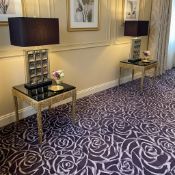 A Pair of Neoclassical Style Giltwood and Black Glass Side Tables A matching pair of elegant