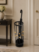 An exceptional, historic cast iron and brass umbrella stand or stick stand from The Savoy Hotel,