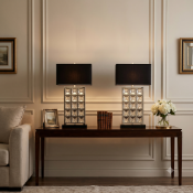 A Pair of 'Giotto' Chrome Table Lamps by Porta Romana A matching pair table lamps by the luxury