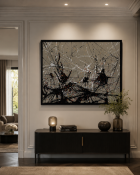 A Large Abstract Expressionist Framed Print, In the Manner of Jackson Pollock A large-format