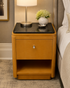 A Pair of Art Deco Style Maple Bedside Tables / Nightstands by Francesco Molon A pair of high-end,