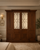 A Large Georgian Style Mahogany Breakfront Wardrobe by Francesco Molon, Italy An Italian-made