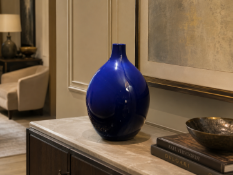 A Premium Contemporary Asiatides Midnight Blue Glazed Ceramic Ovoid Vase An exceptional, large-scale