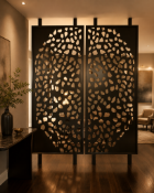 Laser-Cut Metal Space Divider Screen – Art Deco & Botanical Motif A striking, large-scale