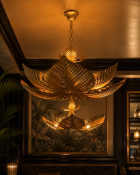 Chelsom "Palm" Florentine Antique Gold Leaf Pendant Chandelier ceiling pendant chandelier from