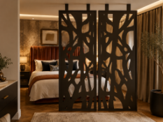 Laser-Cut Metal Space Divider Screen – Art Deco & Botanical Motif A striking, large-scale