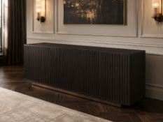 Large 3-Door Fluted Sideboard, Black A bold and sculptural contemporary sideboard, designed as a
