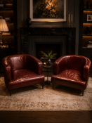 Pair of "Brassica" Designer Lounge Chairs in Zisu Leather A striking pair of contemporary "Brassica"