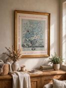A fine large vintage framed botanical art print representing the month of 'May', reproduced from the