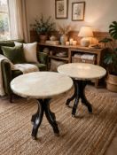 2 x high-end circular centre table by Noble Russell, featuring a premium onyx-effect marble top