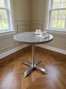 A Pair of Folding Bistro Tables with Aluminium Bases A practical pair of contemporary commercial
