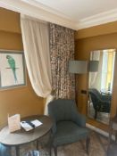 A large single panel lined pencil pleat drape in Sanderson 