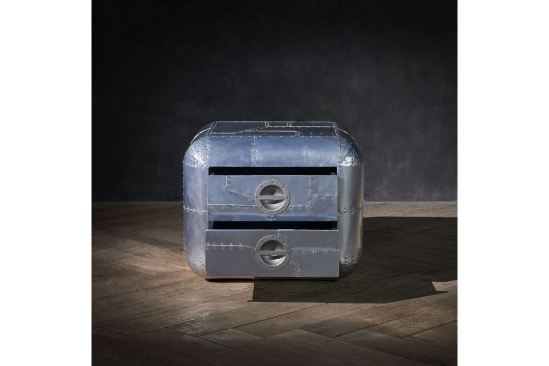 Timothy Oulton Aviator Blackhawk Large Side Table (67 x 67cm) in Spitfire (SPF) finish is an - Image 1 of 2