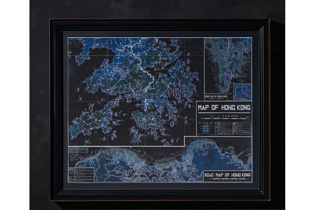 Timothy Oulton Savoy Maps Hong Kong Art (109 x 90cm) The Timothy Oulton Savoy Maps Hong Kong Art - Image 1 of 2