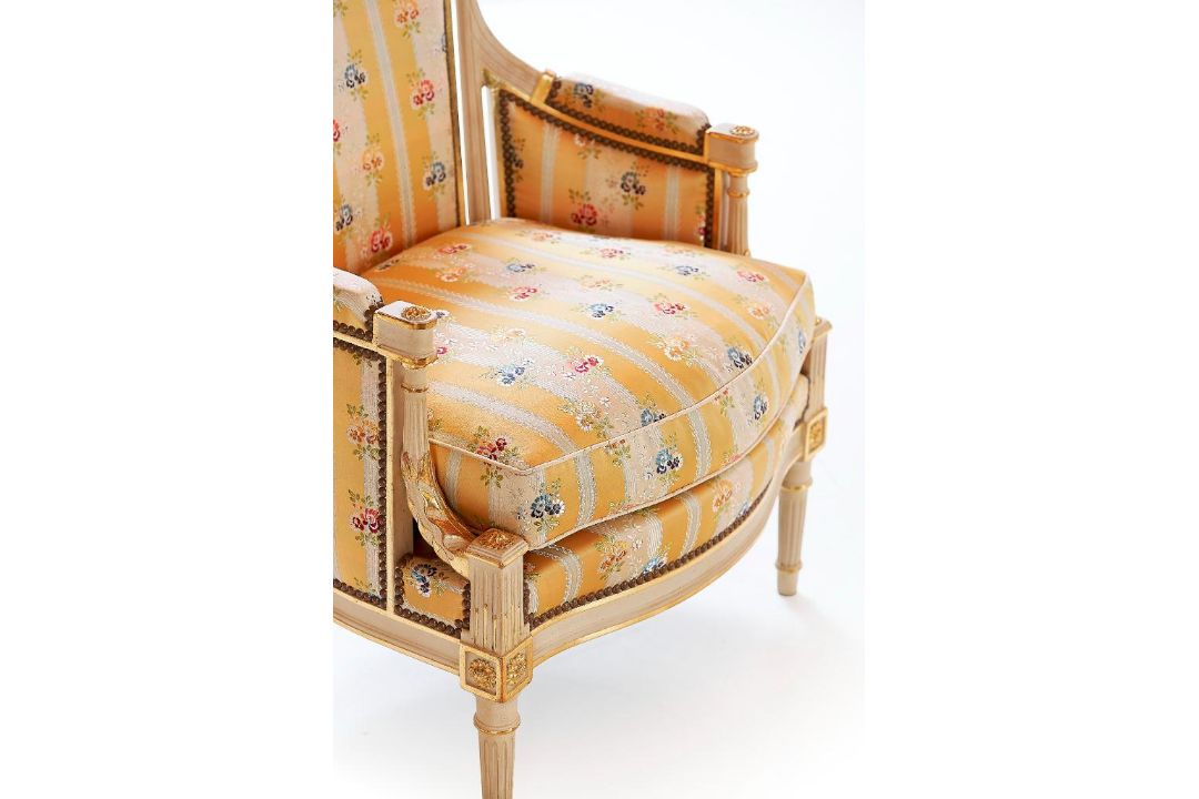 A Pair of Louis XVI easy chair "Lerouge" Copy after work signed Lerouge – The back is curved and - Image 6 of 8