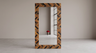 Timothy Oulton Edwardian Tall Mirror (245 x 135cm) in Dark Parquet is a commanding masterpiece