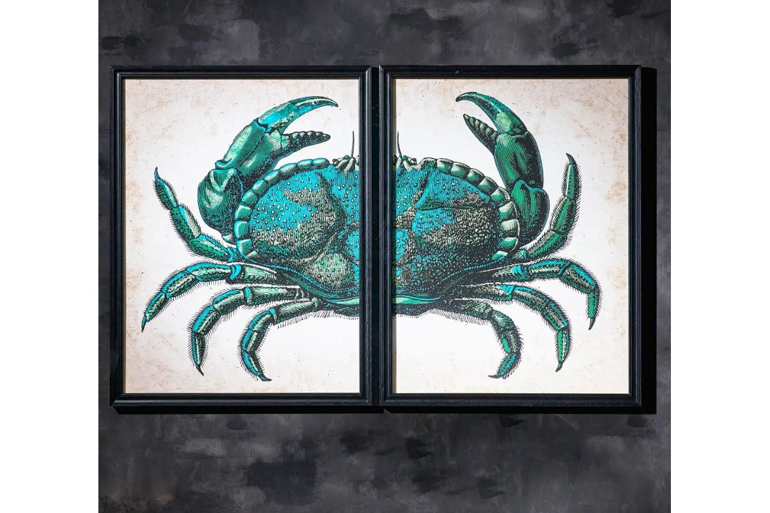 The Timothy Oulton Crab Art Diptych is a commanding, large-scale pair of coastal-inspired natural - Image 2 of 4